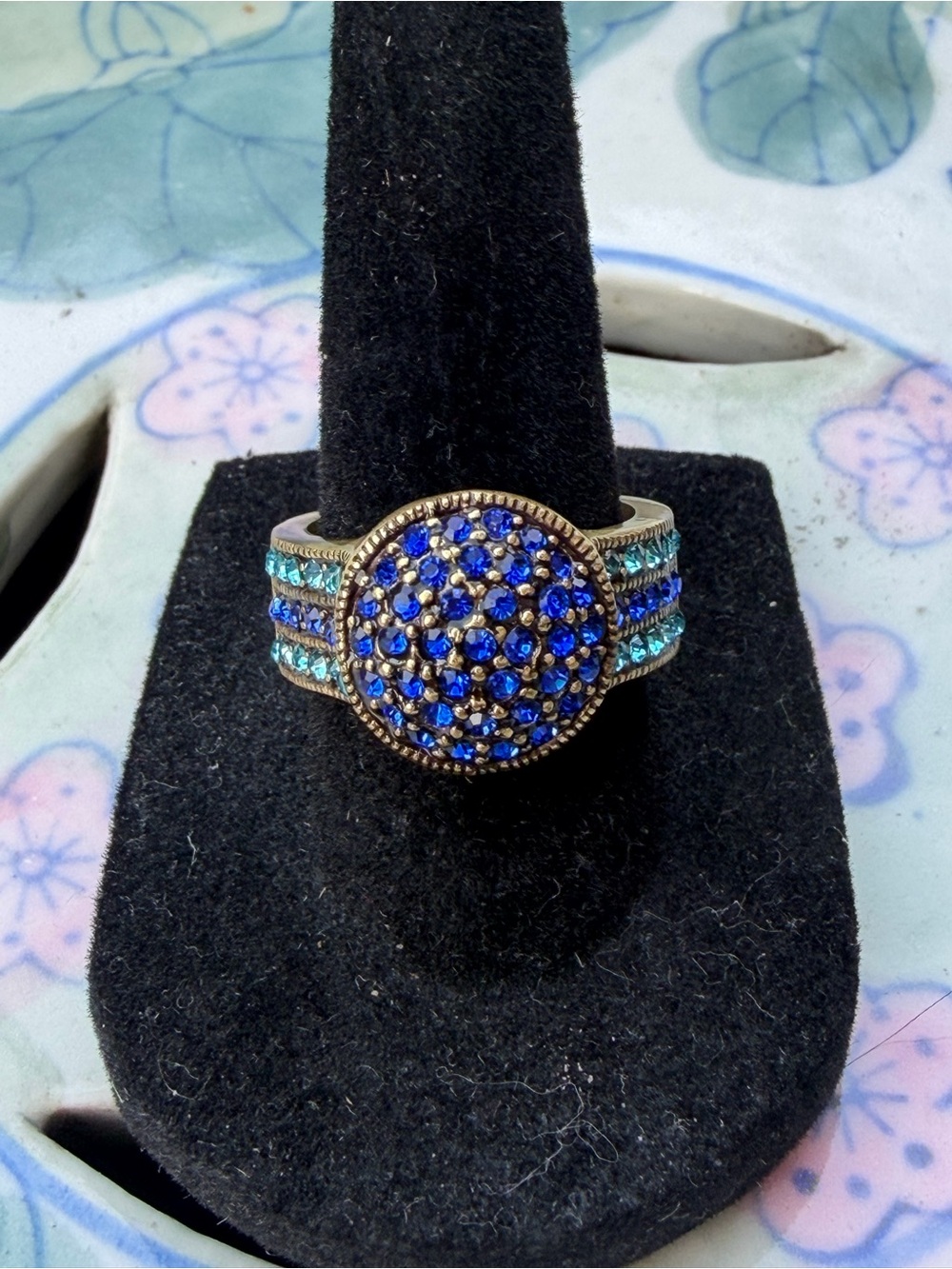 "Celestial Elegance"Deep Blue Pavé
Swarovski Crystal Dome Ring -Rare Collectable